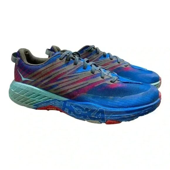 HOKA ONE ONE Speedboat 4 Running Sneaker in Imperial Blue/ Pink Peacock. Sz 9.5 - Picture 1 of 9